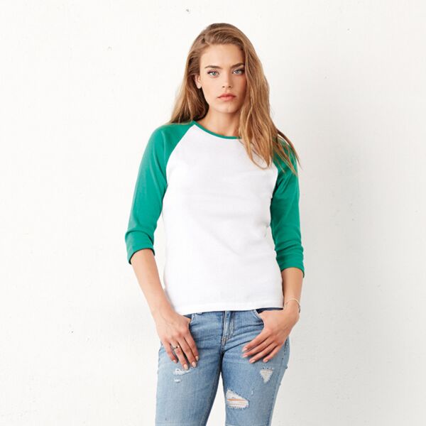 Baby rib ¾ sleeve contrast raglan t-shirt Thumbnail