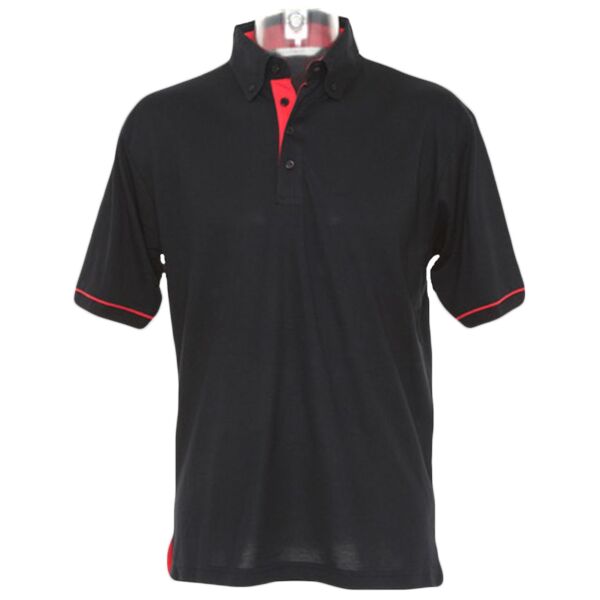 Kustom Kit Button Down Collar Contrast Piqué Polo Shirt Thumbnail