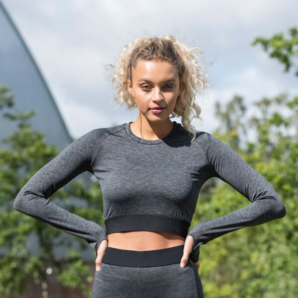 AWDis Ladies Cool Long Sleeve Crop Top Thumbnail